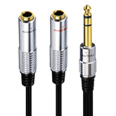 JUNSUNMAY Stereo-Audioadapter, 6,35 mm Stecker auf zwei 6,35 mm Buchsen, Länge: 0,2 m, Länge: 0,2 m